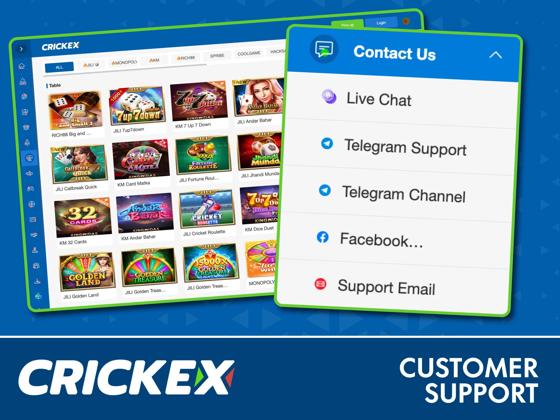 Get fast help anytime with Crickex customer support.