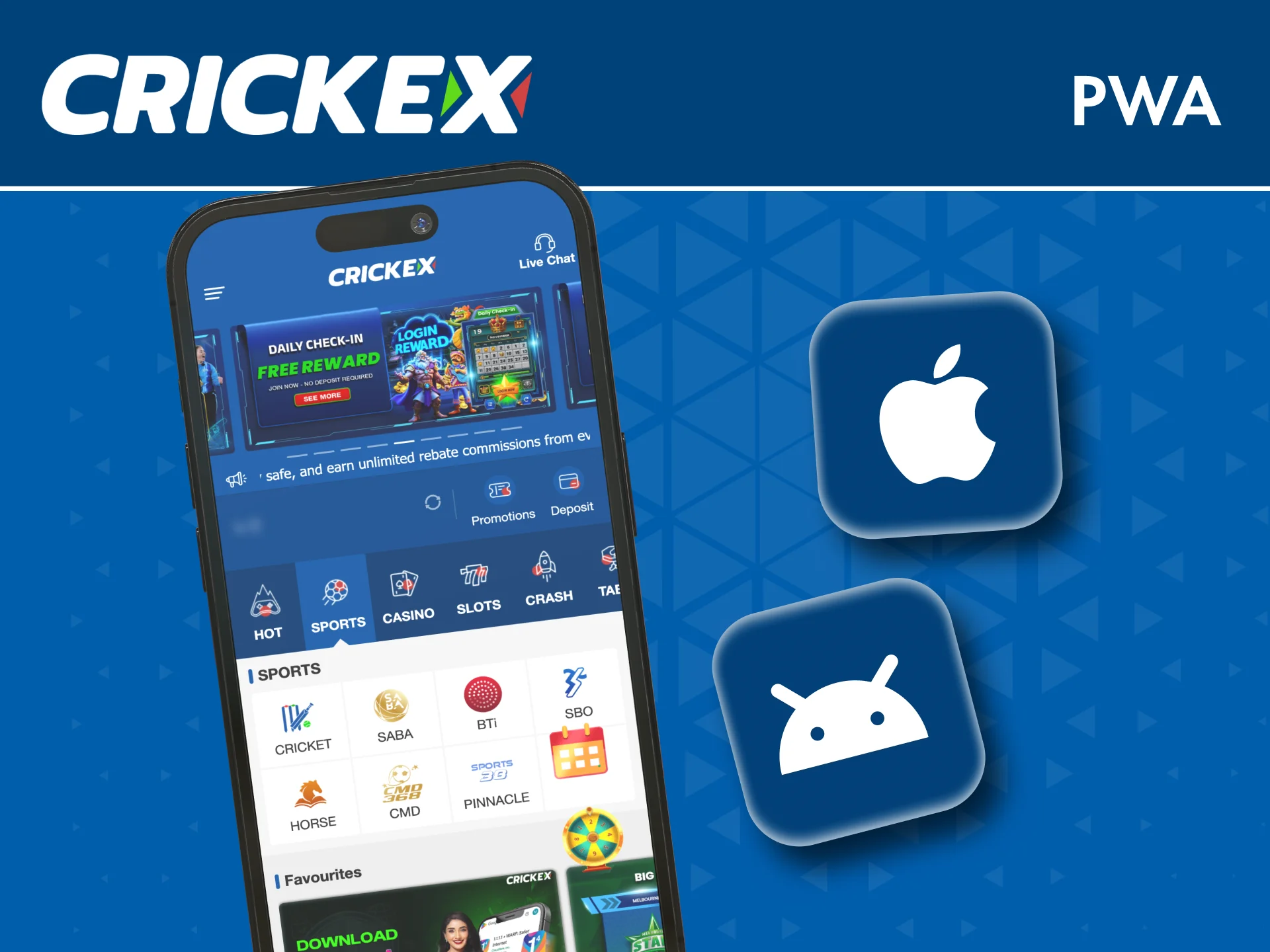 Experience Crickex on any device using the convenient PWA version.