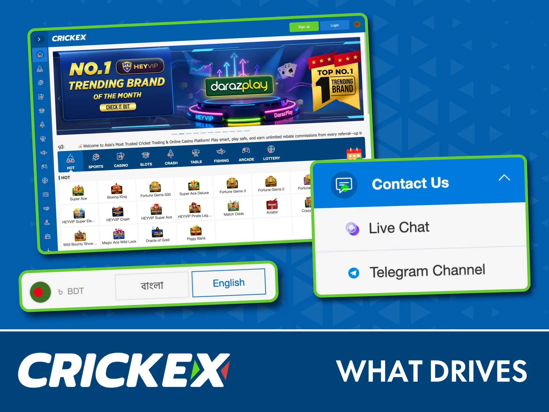 Choose Crickex for safe betting and full Bengali language support.