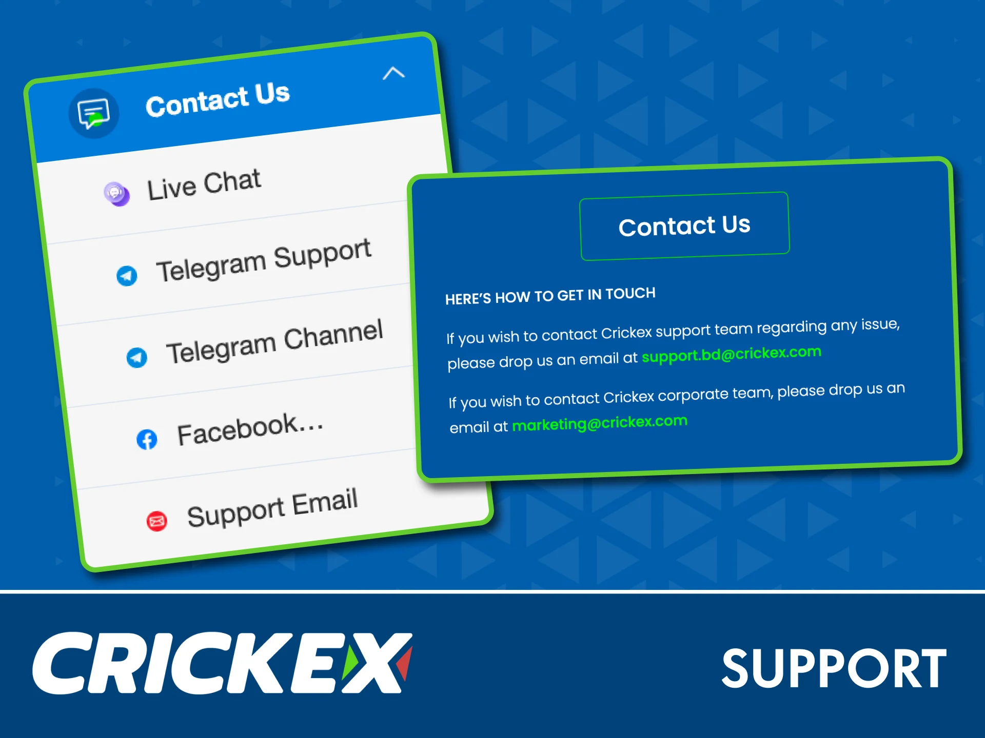 Contact Crickex support anytime for delayed or failed payments.