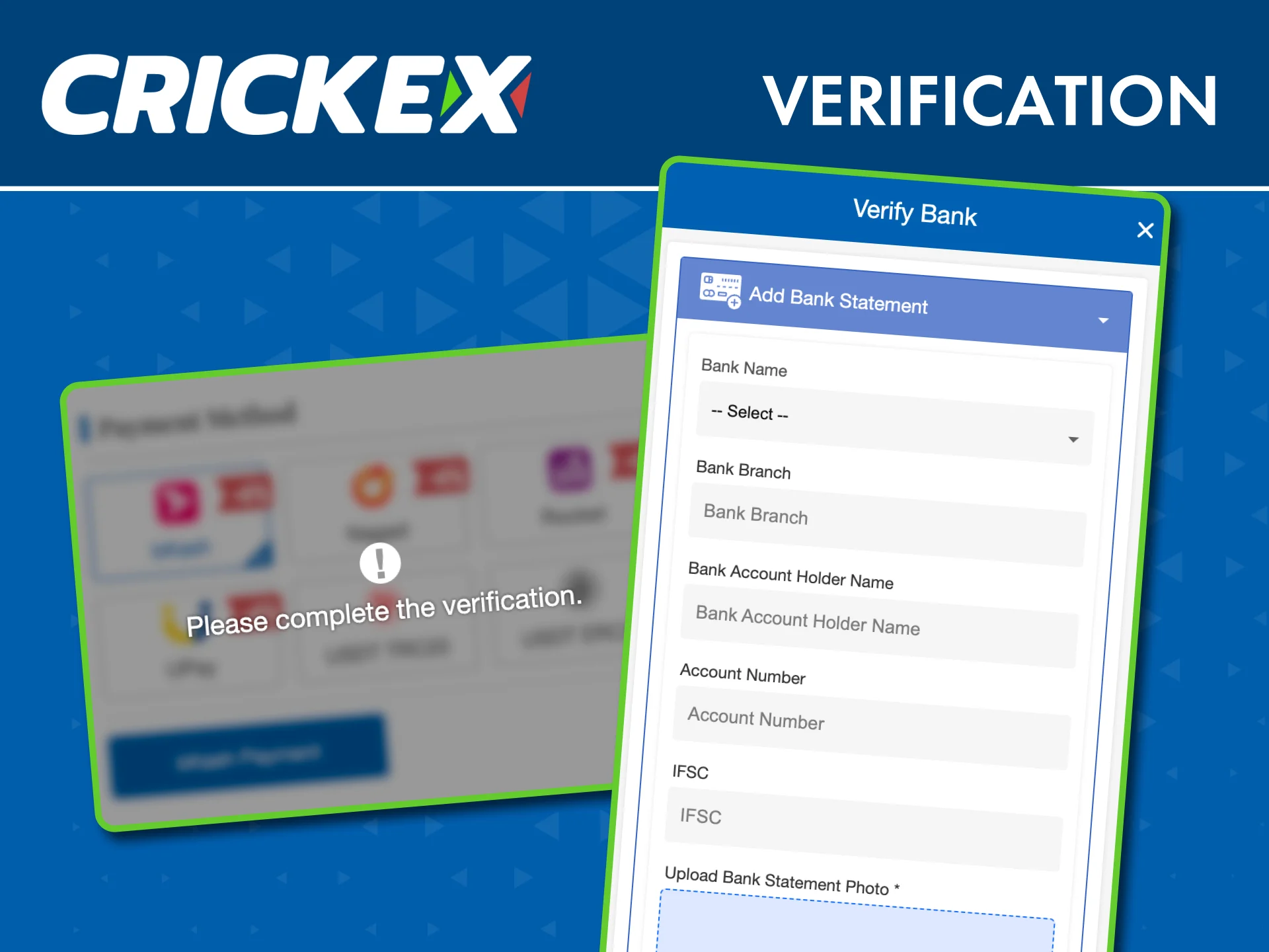 Verify your Crickex account by submitting documents and phone confirmation.