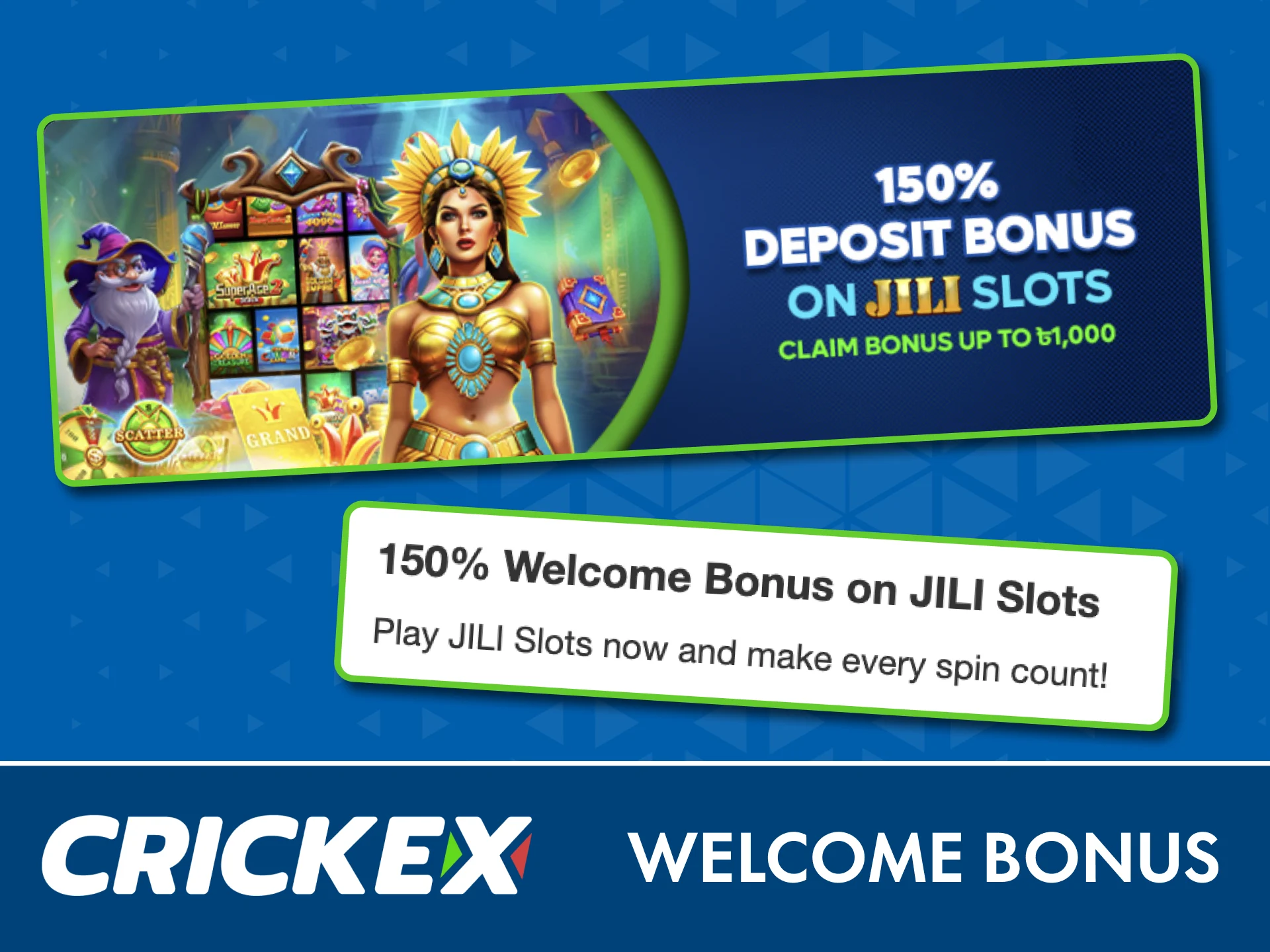 Get a welcome bonus on your first deposit at Crickex today.